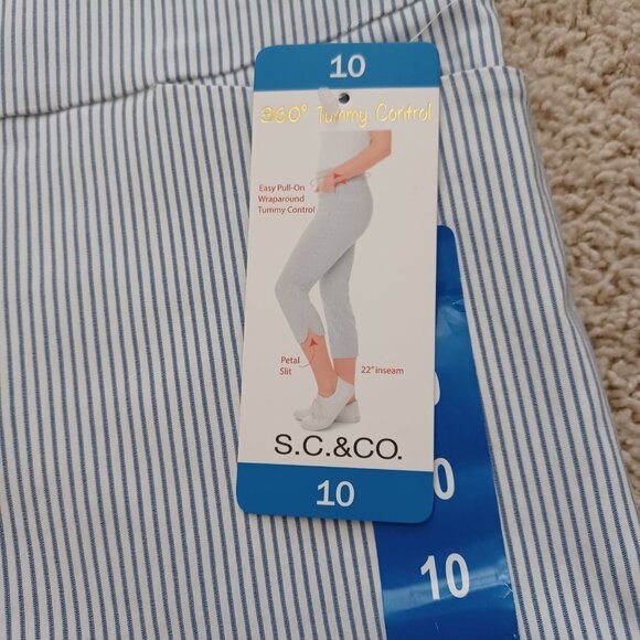 Women's Capri, Blue/Gray Pinstripe, Size 10, NWT - Picture 1 of 5